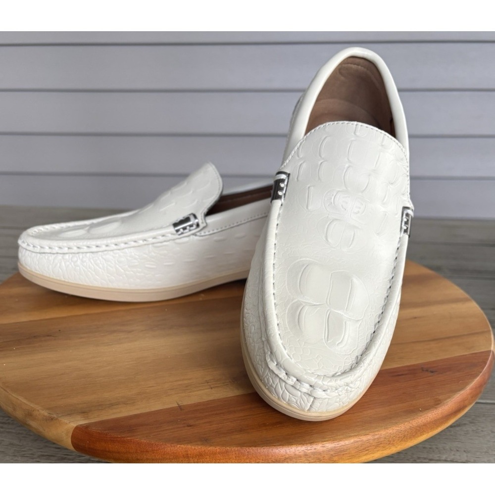 Men Leather Flats White Penny Loafers Fashion Moccasins Shoes New  EU 42 US 8.5